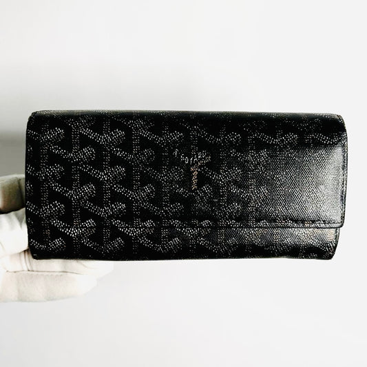 Goyard Black Varenne Goyardine Monogram Logo Continental Flap Long Wallet