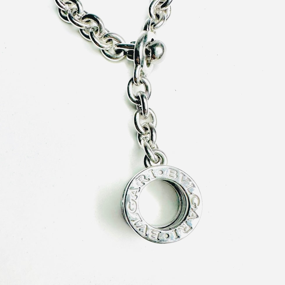 Bvlgari Bulgari B Zero Bzero 925 Sterling Silver Chain Charm Pendant Bracelet