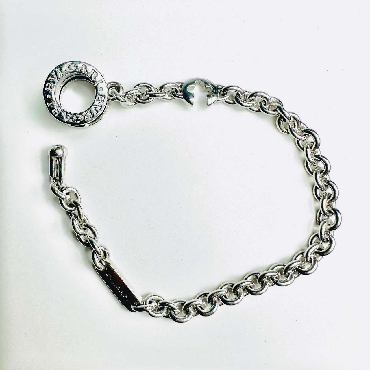Bvlgari Bulgari B Zero Bzero 925 Sterling Silver Chain Charm Pendant Bracelet
