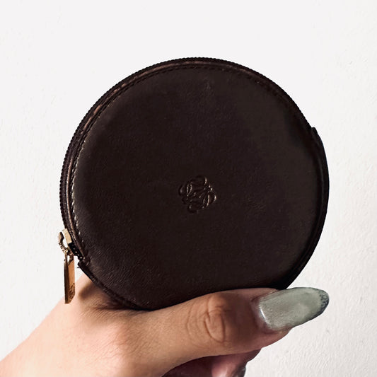 Loewe Brown GHW Smooth Leather Round Coin Purse
