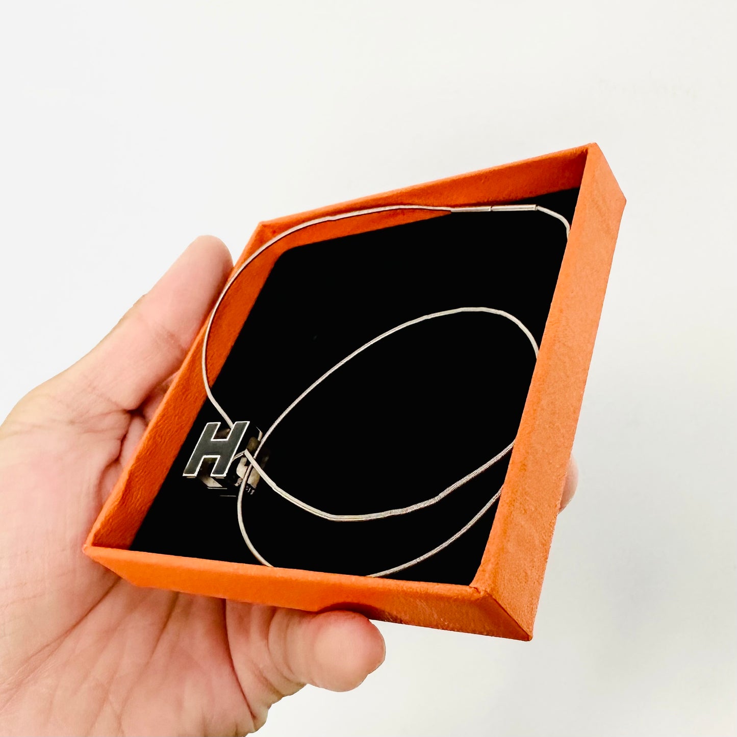 Hermes Black Cube H Cage D’Hermes Pendant Necklace