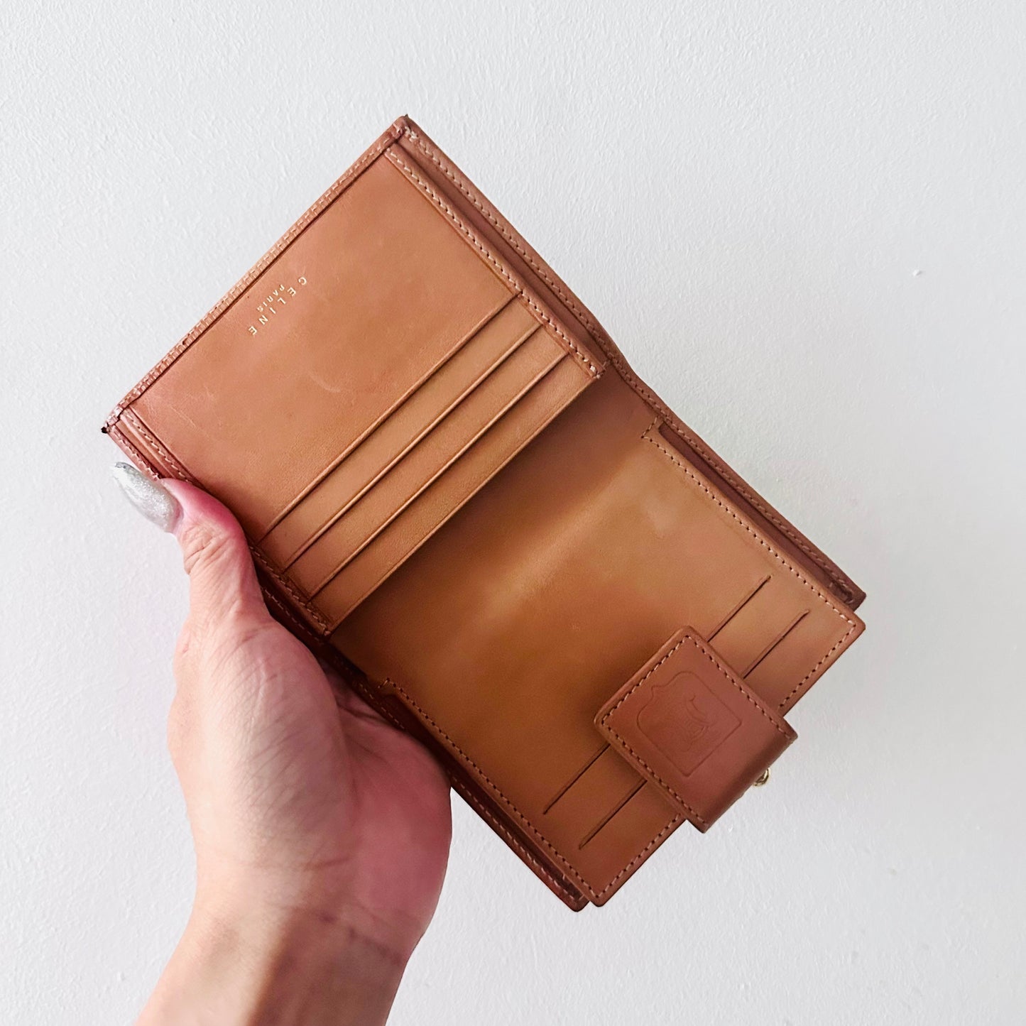 Celine Triomphe Macadam Monogram Logo GHW Flap Compact Bifold Wallet