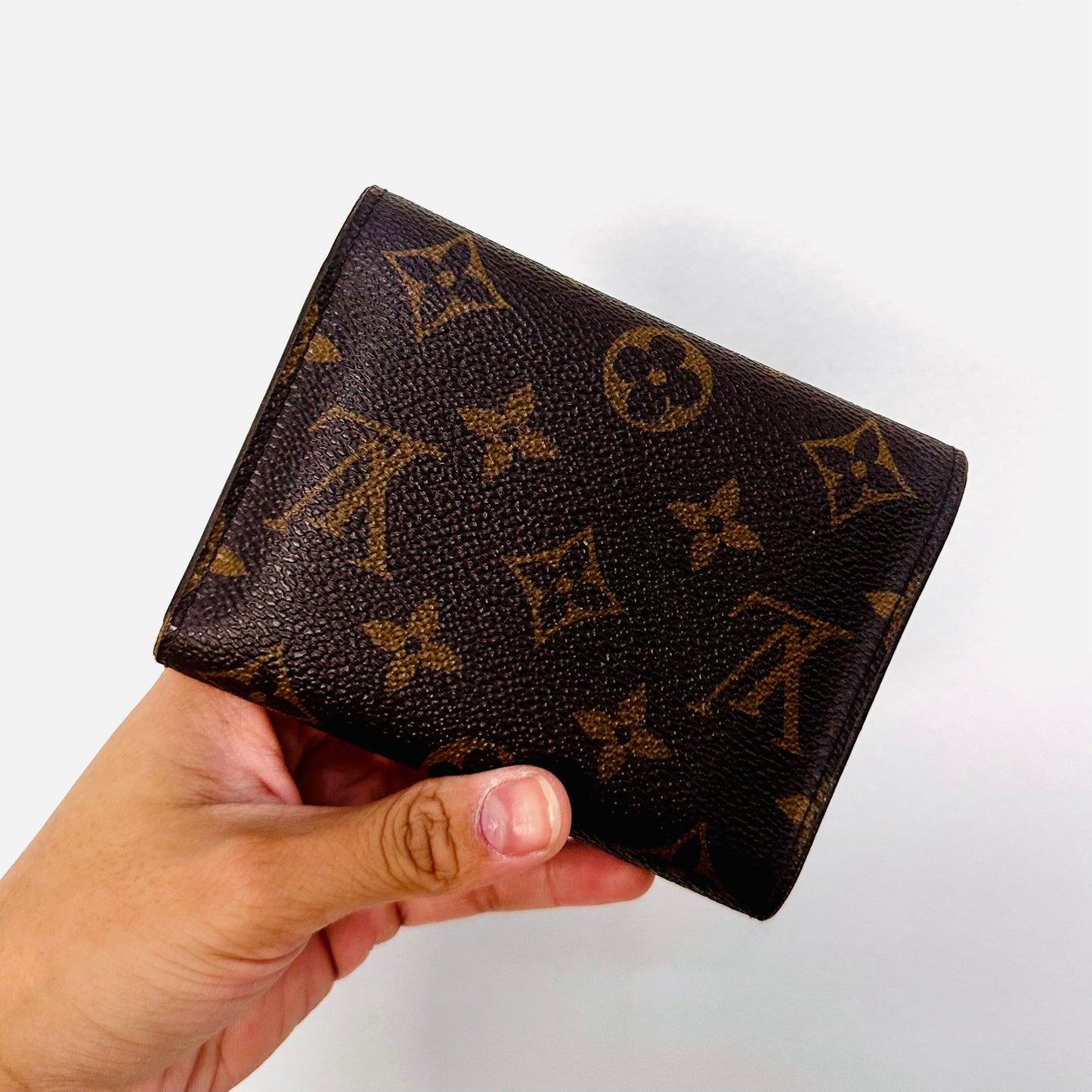 Louis Vuitton LV Victorine Monogram Logo & Rose Ballerine Leather GHW Classic Logo Flap Compact Trifold Wallet