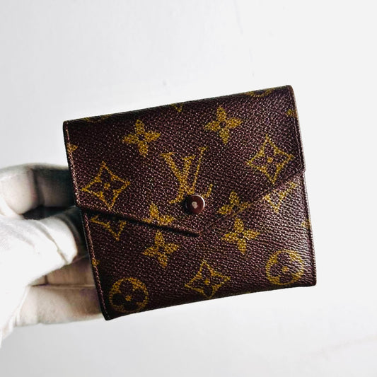 Louis Vuitton LV Monogram Logo Double Sided Face Flap Compact Trifold Wallet