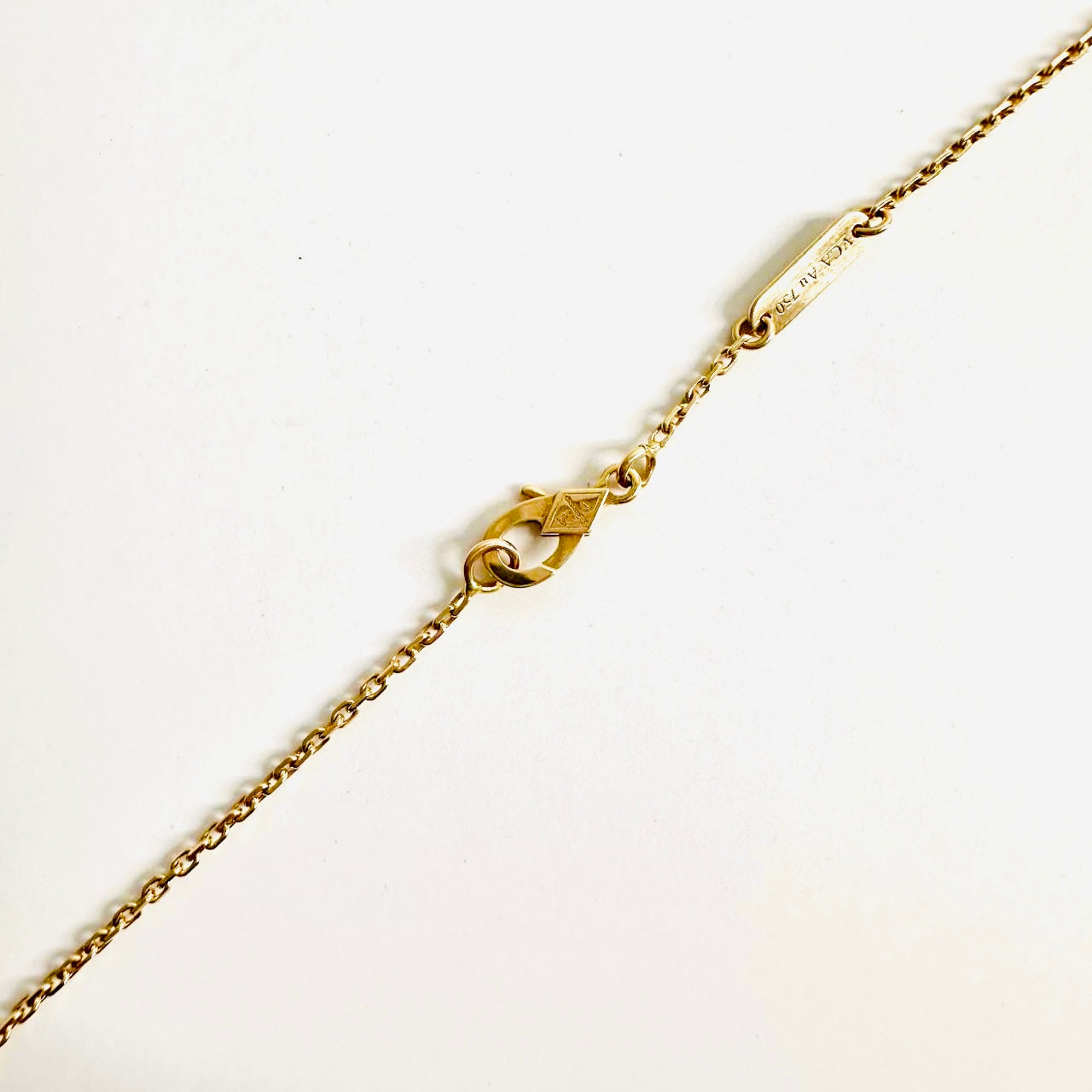 Van Cleef & Arpels VCA Vintage Alhambra Motif MOP Malachite Green 18K Yellow Gold YG Monogram Logo Chain Necklace