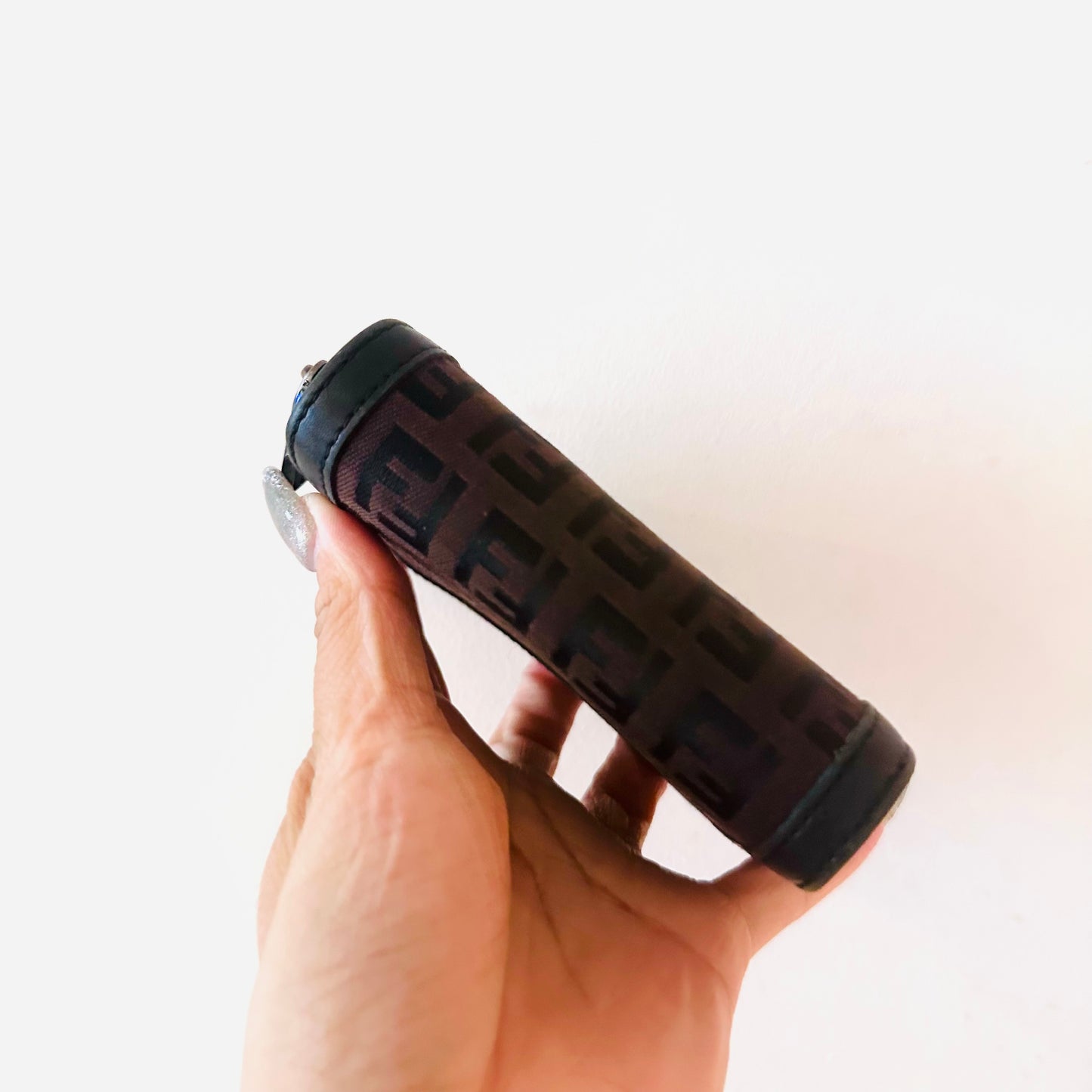 Fendi Black / Brown FF Zucchino Monogram Logo Flap Compact Bifold Wallet