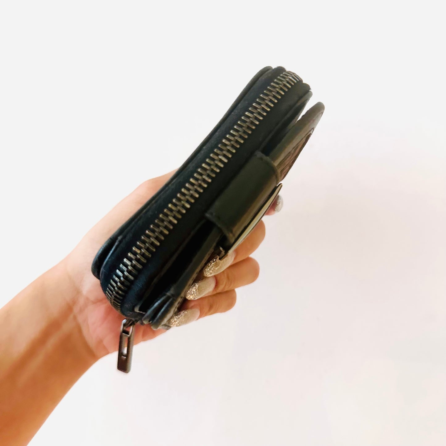 Fendi Black / Brown FF Zucchino Monogram Logo Flap Compact Bifold Wallet