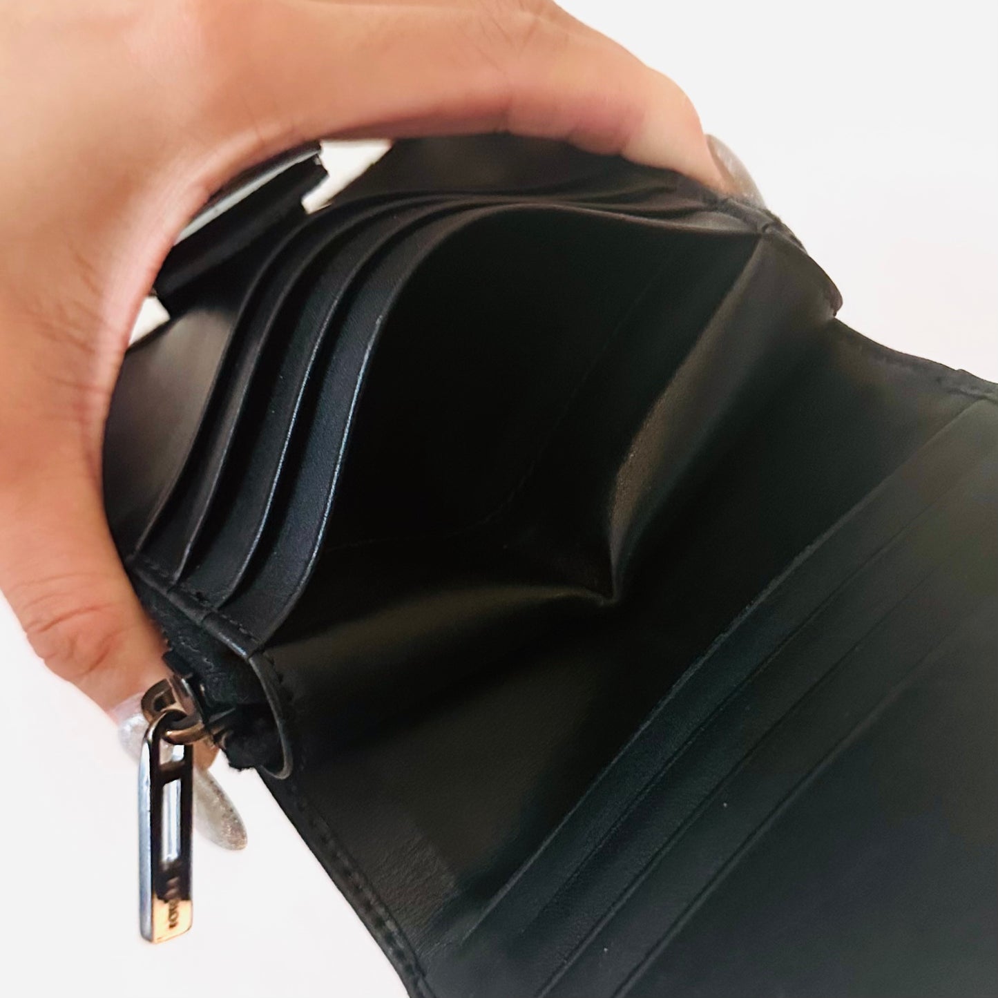 Fendi Black / Brown FF Zucchino Monogram Logo Flap Compact Bifold Wallet