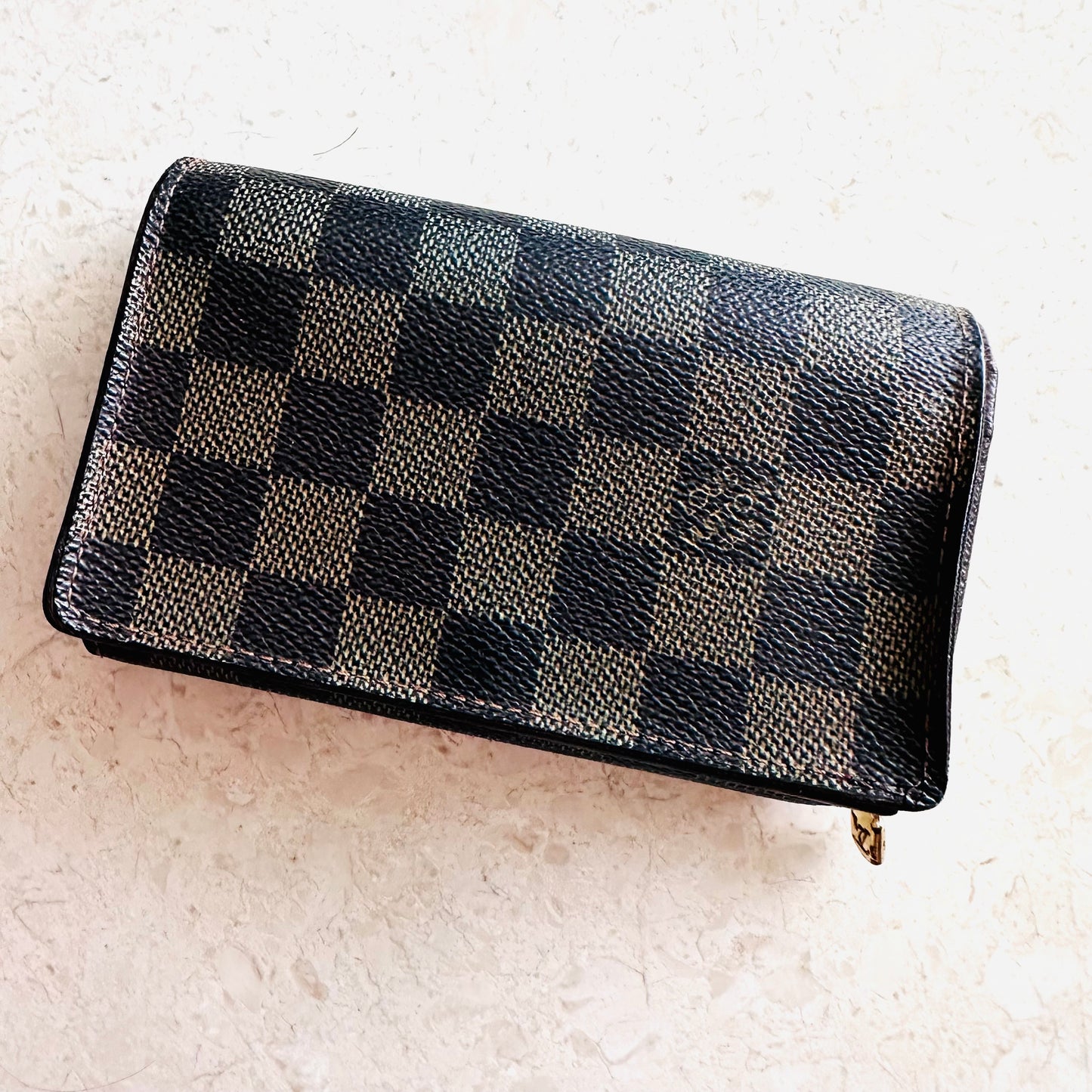 Louis Vuitton LV Damier Ebene DE Monogram Logo GHW Compact Wallet