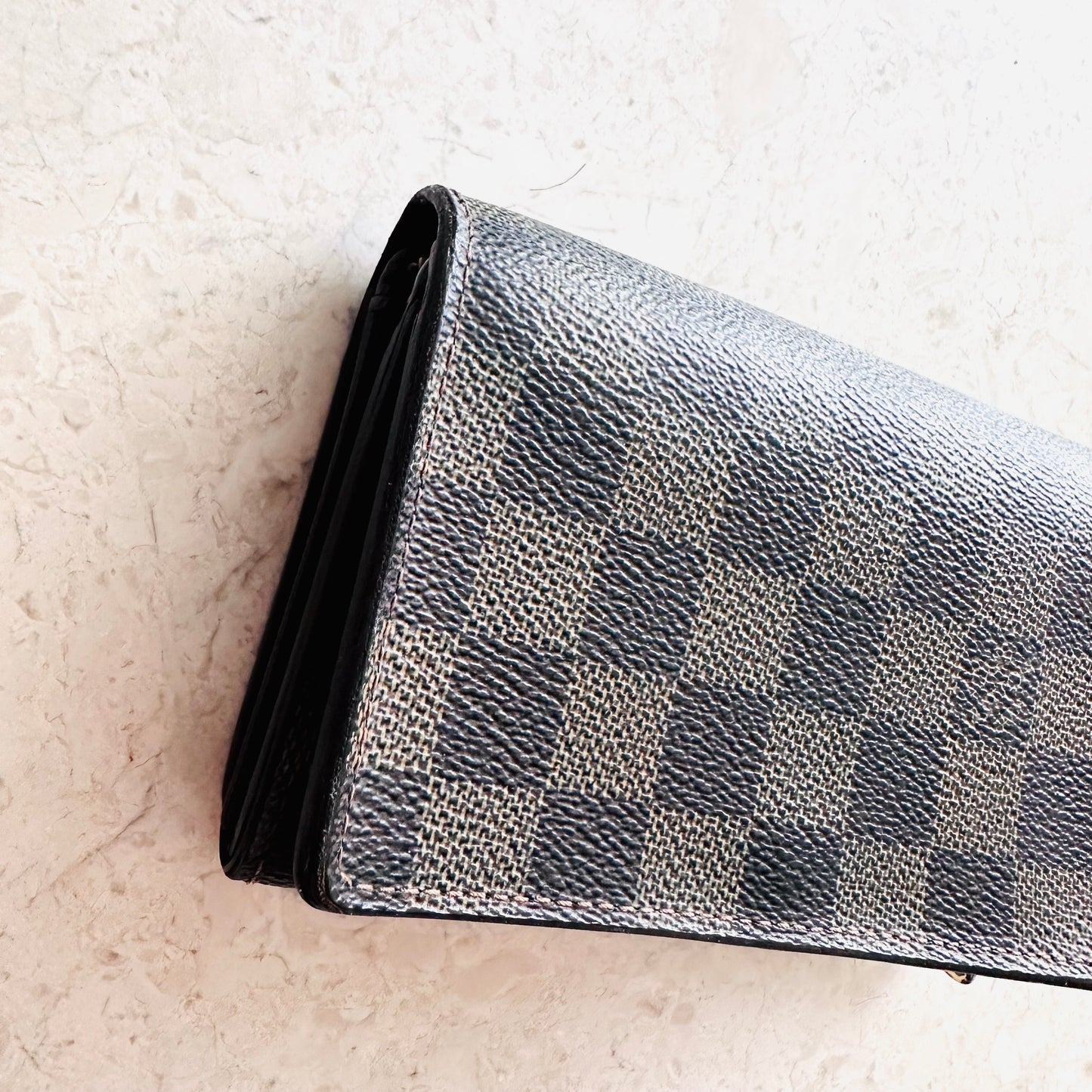 Louis Vuitton LV Damier Ebene DE Monogram Logo GHW Compact Wallet