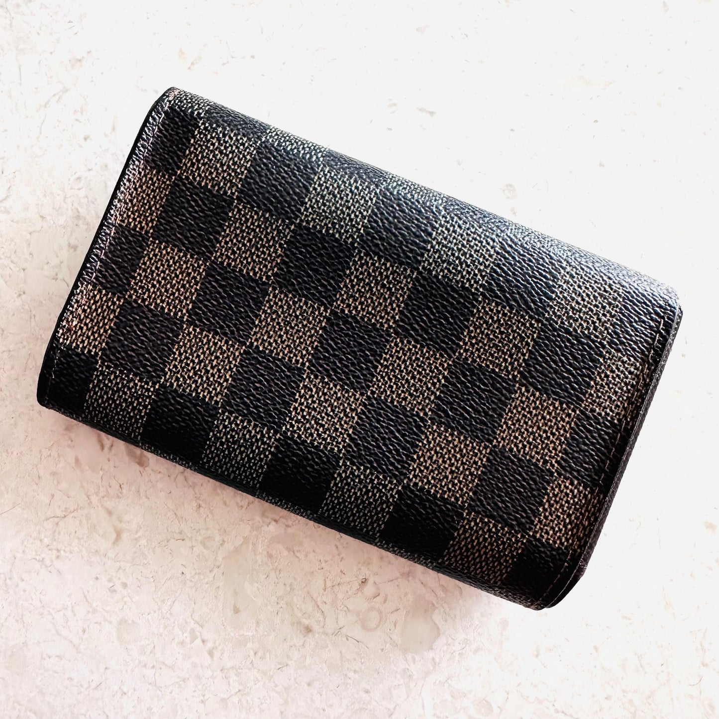 Louis Vuitton LV Damier Ebene DE Monogram Logo GHW Compact Wallet