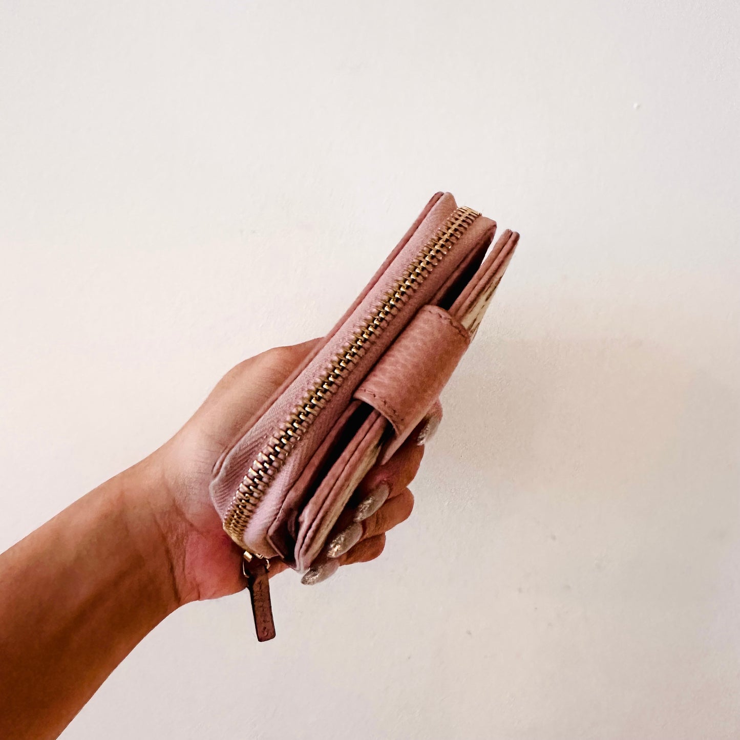 Gucci Beige/ Pink GG Monogram Logo Compact Bifold Wallet