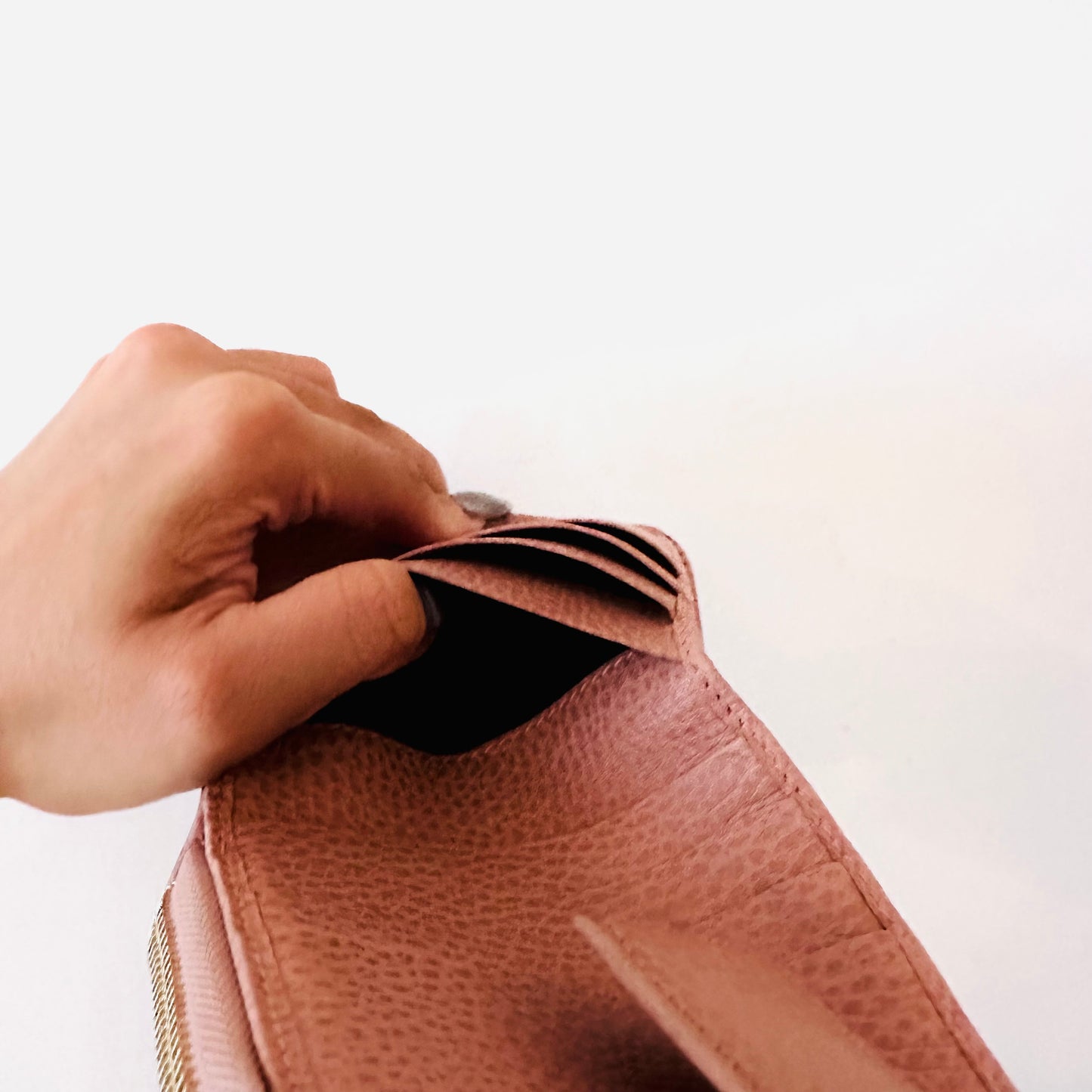 Gucci Beige/ Pink GG Monogram Logo Compact Bifold Wallet