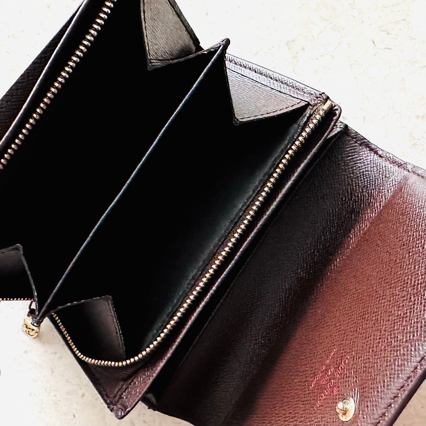 Louis Vuitton LV Damier Ebene DE Monogram Logo GHW Compact Wallet