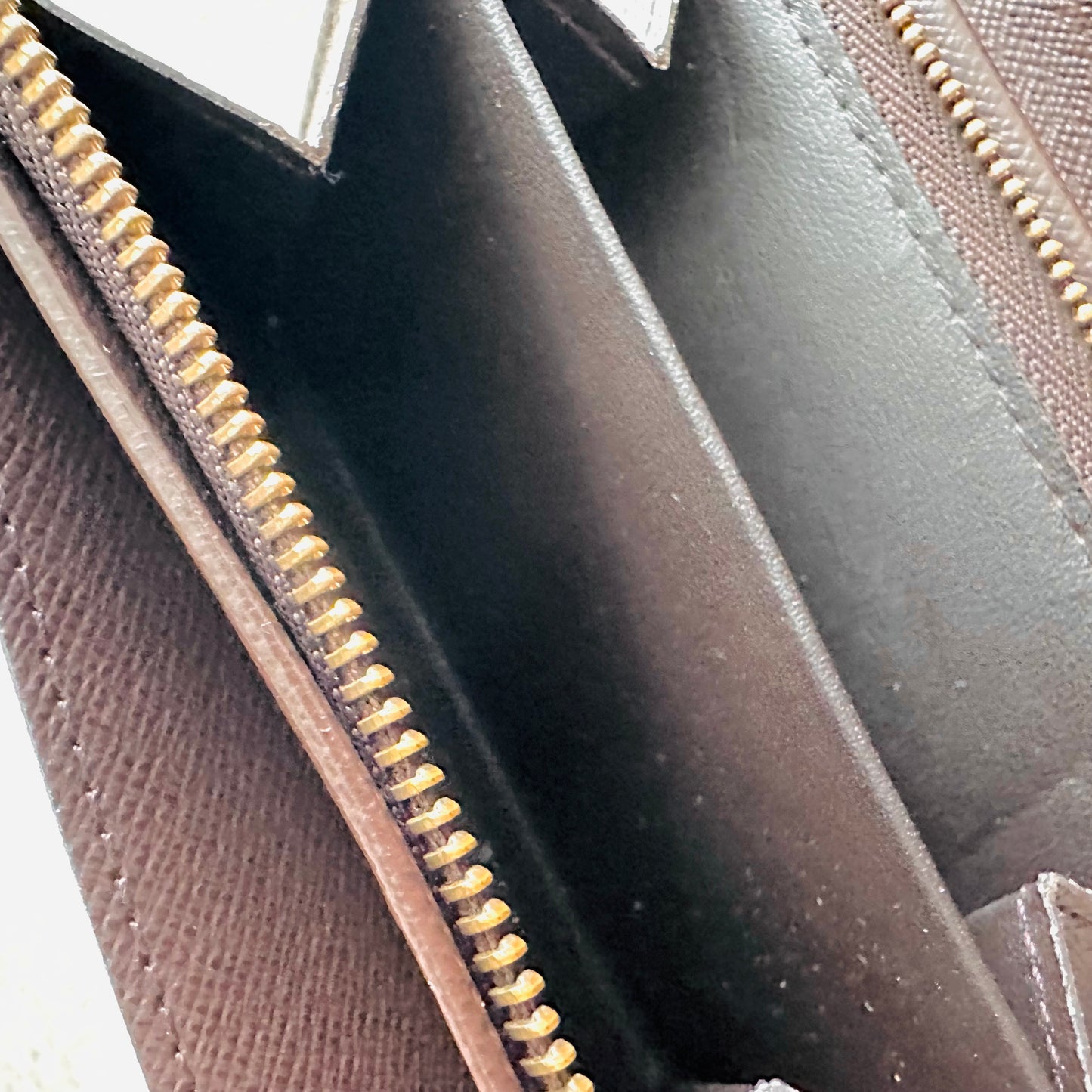 Louis Vuitton LV Damier Ebene DE Monogram Logo GHW Compact Wallet