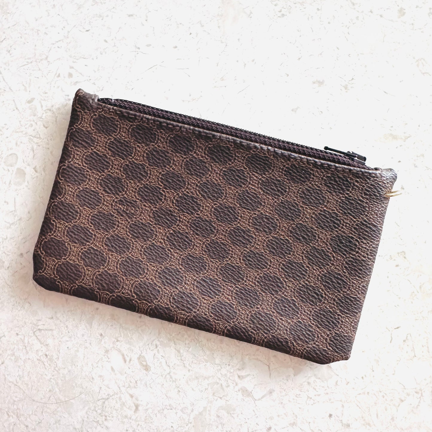 Celine Triomphe Macadam Monogram Logo Vintage Zip Pouch Case