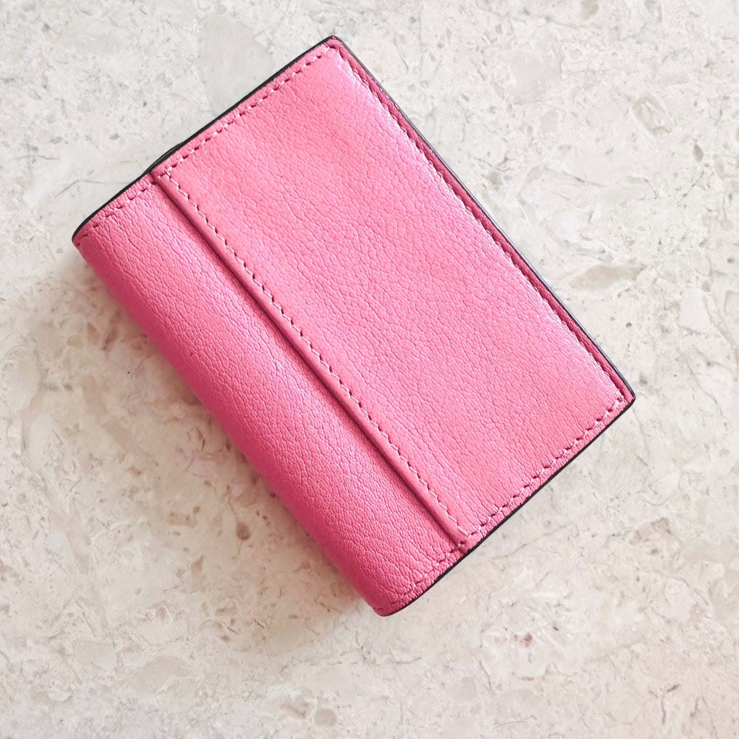 Christian Dior CD Pink GHW Saddle Bloom Lotus Leather Monogram Logo Flap Cardholder Compact Wallet
