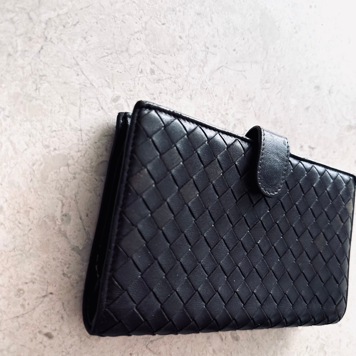 Bottega Veneta BV Dark Brown Continental Intrecciato Nappa Woven Leather Flap Long Wallet
