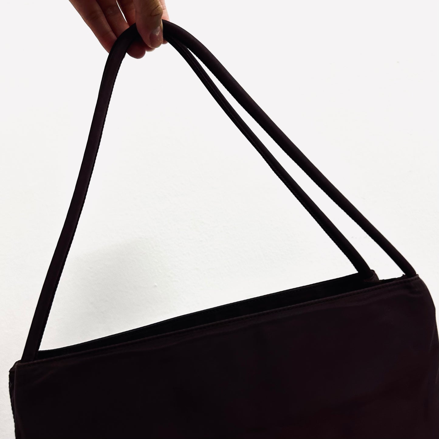 Prada Tessuto Dark Brown Classic Logo Nylon Shopper Shoulder Tote Bag