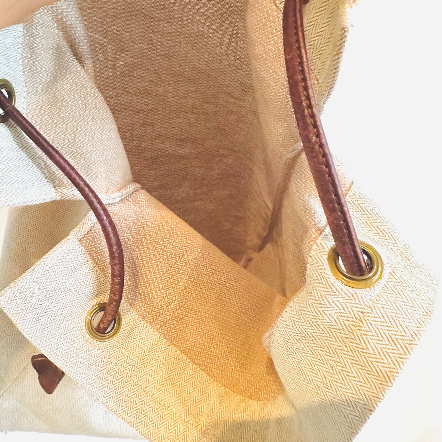 Hermes Aline White Toile & Gold Leather Sellier Grooming Monogram Logo Shoulder Sling Bag