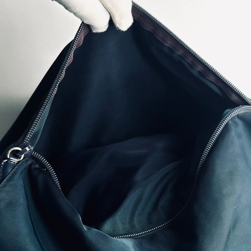 Prada Teal Blue Tessuto Monogram Logo Flap Shoulder Sling Bag