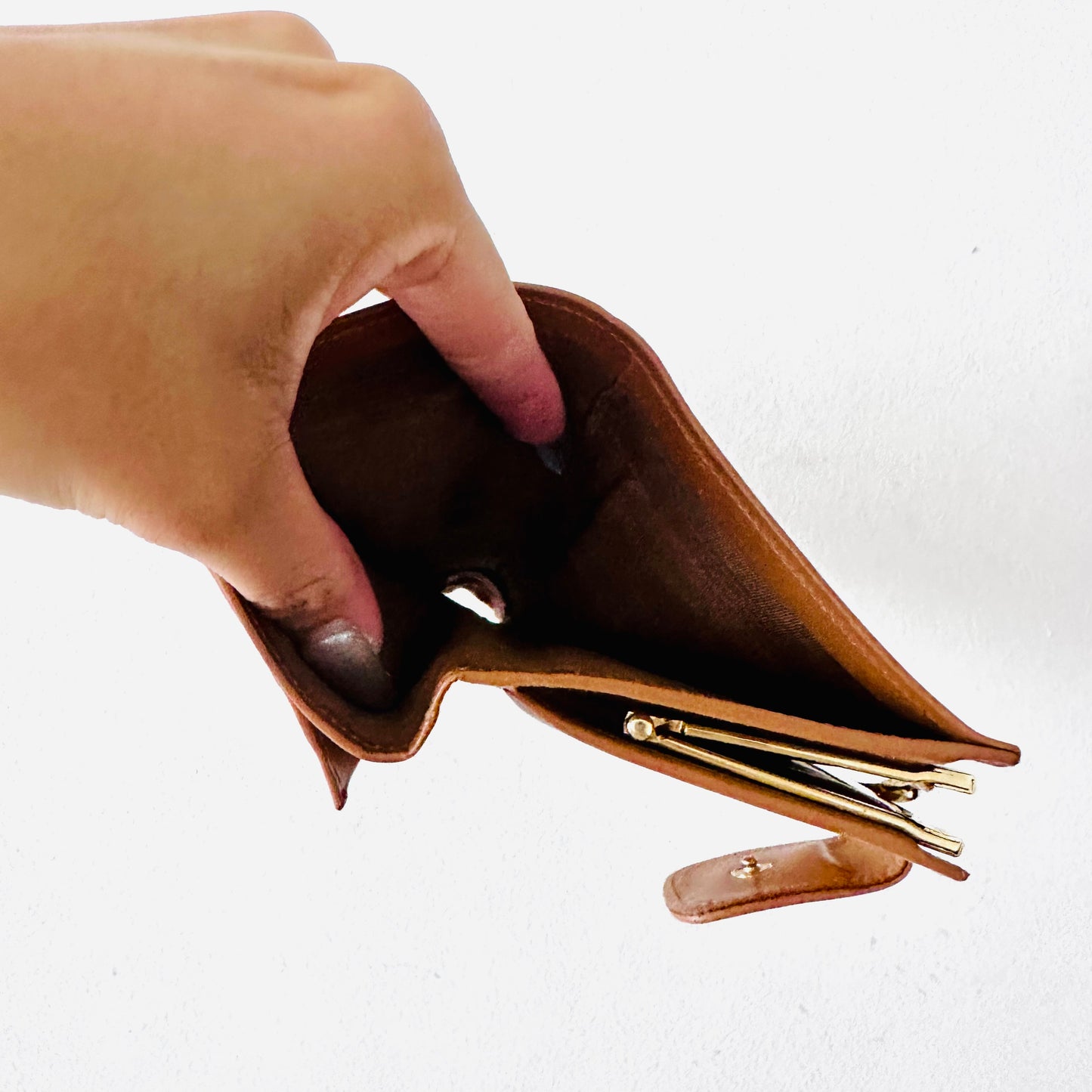 Celine Beige Triomphe Macadam Monogram Logo GHW Flap Compact Bifold Wallet