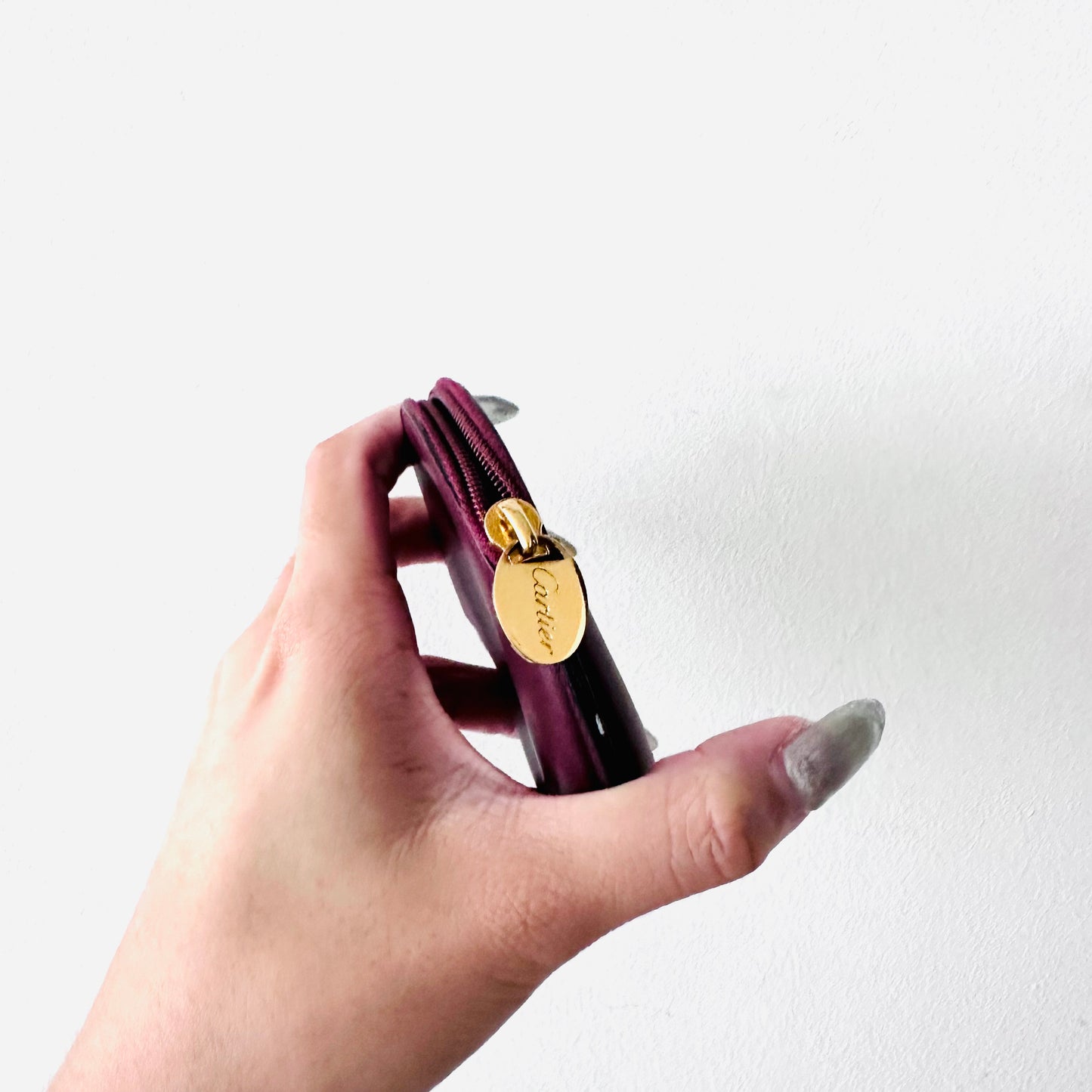 Cartier Must / Mast de Cartier Maroon Burgundy GHW Smooth Leather Round Coin Purse