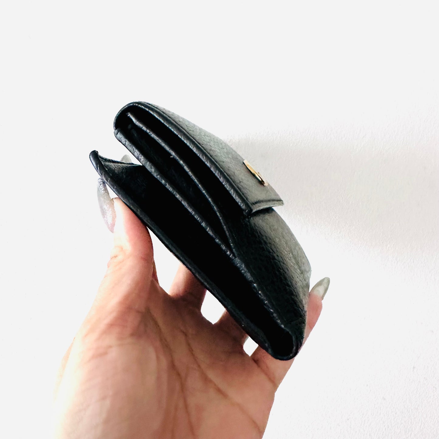 Gucci Black GHW Marmont GG Monogram Logo Leather Flap Compact Bifold Wallet