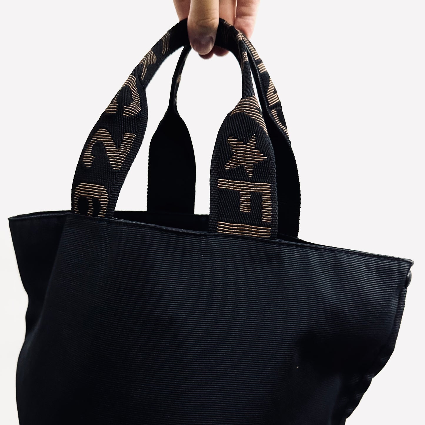 Fendi Black Zucca FF Roma Monogram Logo Bucket Shopper Tote Bag