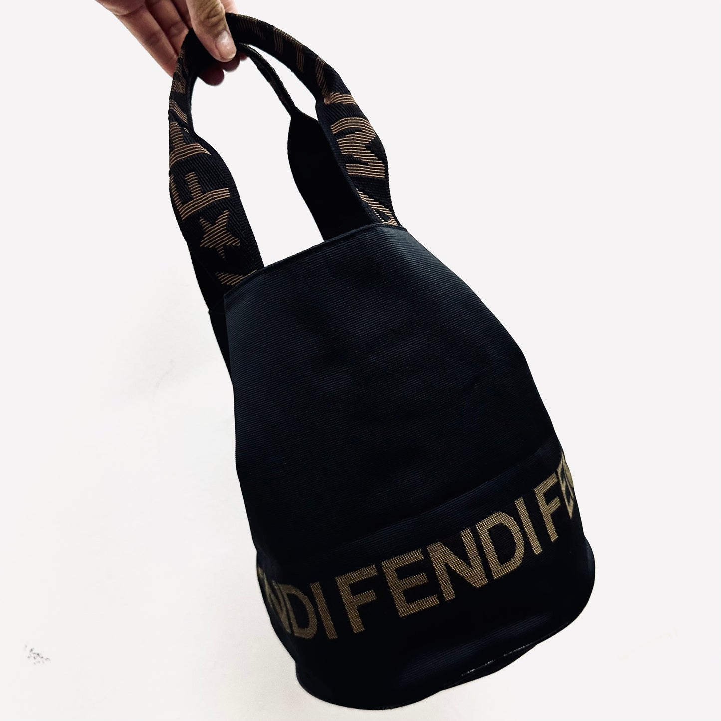 Fendi Black Zucca FF Roma Monogram Logo Bucket Shopper Tote Bag