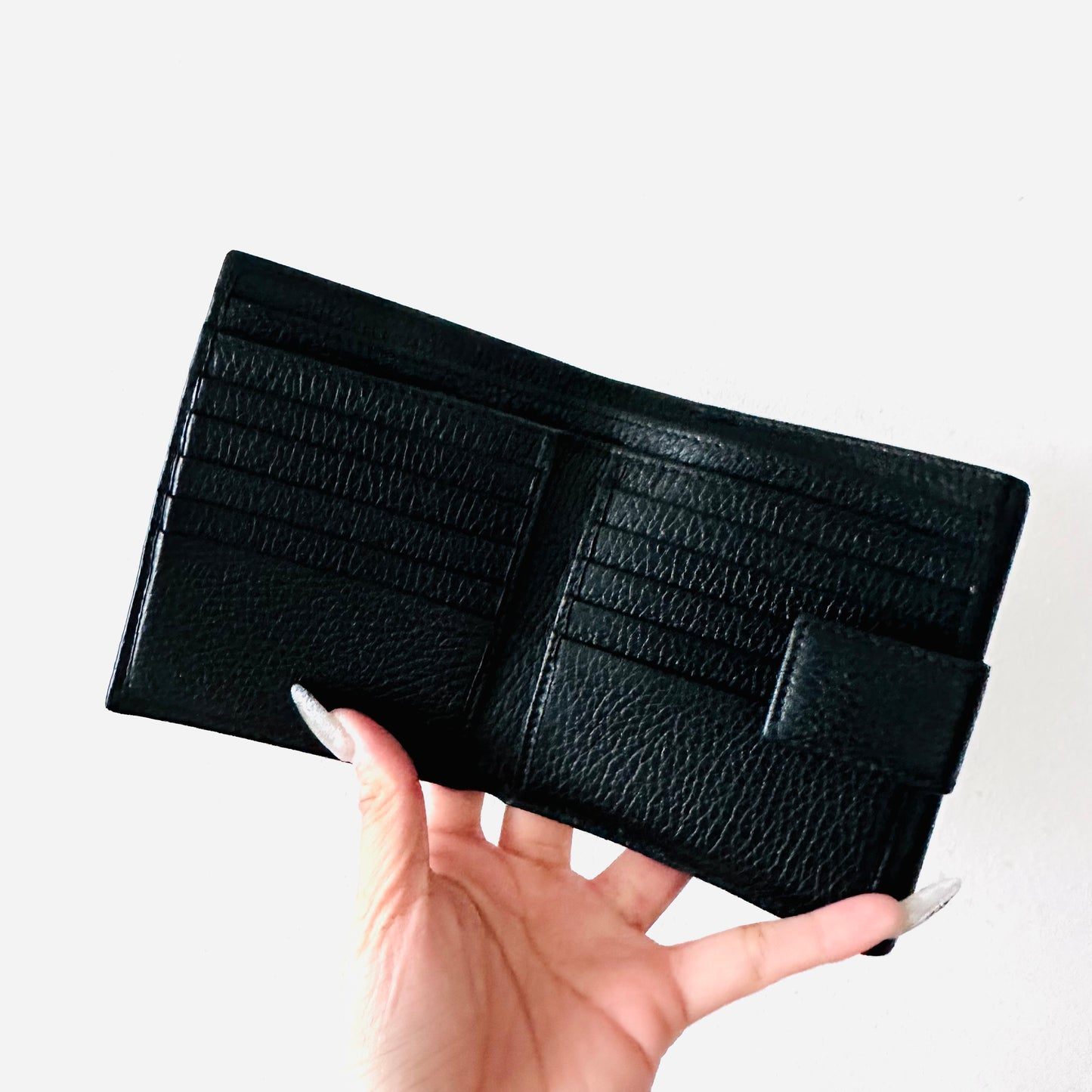 Gucci Black GHW Marmont GG Monogram Logo Leather Flap Compact Bifold Wallet