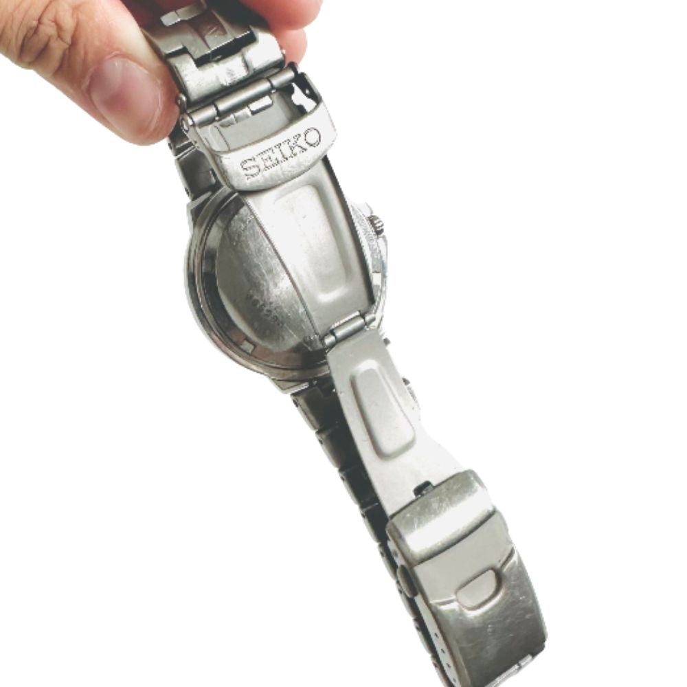 Seiko Men’s Kinetic Auto Relay Titanium 5J22-0C20 Blue Dial Stainless Steel SS Quartz 38MM Watch