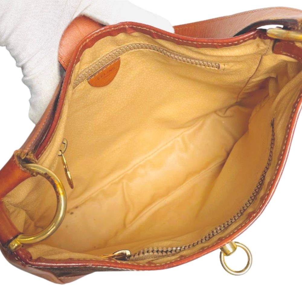 Celine Triomphe Macadam Monogram Logo GHW Vintage Hobo Flap Shoulder Bag