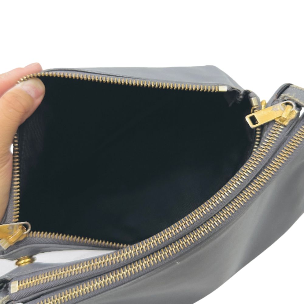 Celine Grey GHW Large Trio Lambskin Monogram Logo Shoulder Sling Bag / Pouch Clutch Case