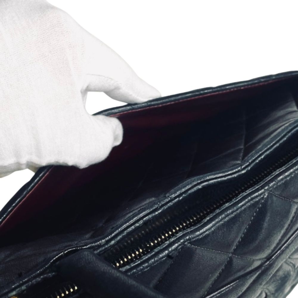 Chanel Black GHW Medallion Giant CC Monogram Logo Quilted Lambskin Shoulder Shopper Tote Bag 2s