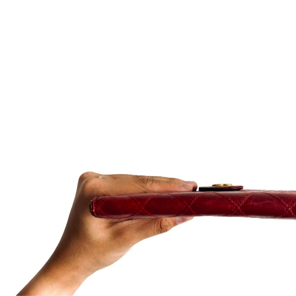 Chanel Red GHW Quilted Lambskin Leather CC Logo Flap Bifold Long Wallet 3s