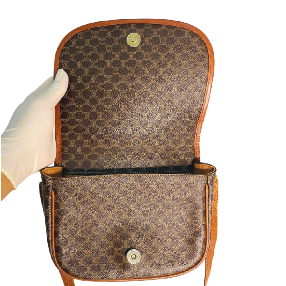 Celine Triomphe Macadam Monogram Logo GHW Full Flap Buckle Shoulder Sling Bag