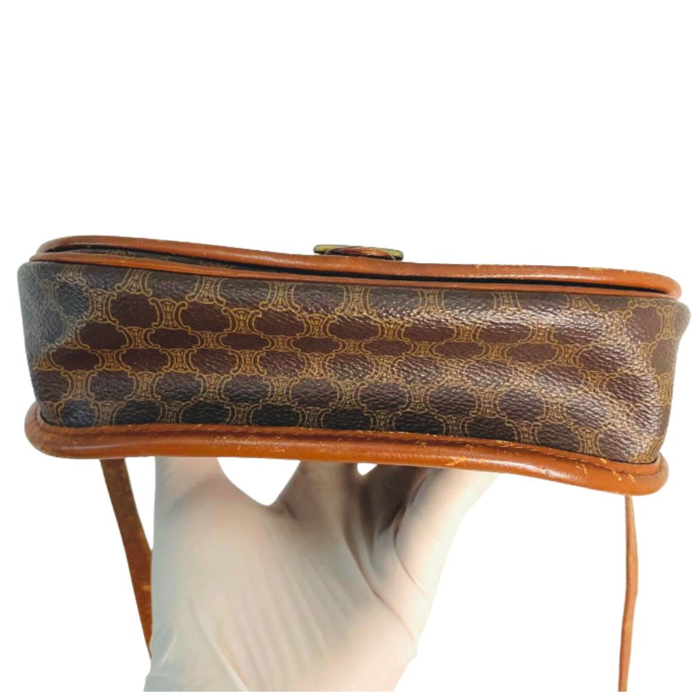 Celine Triomphe Macadam Monogram Logo GHW Full Flap Buckle Shoulder Sling Bag