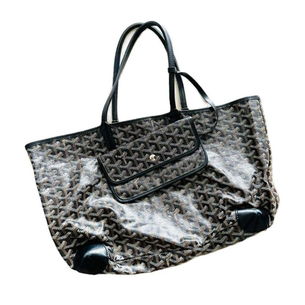 Goyard Black Saint Louis PM Tote Bag with Pouch