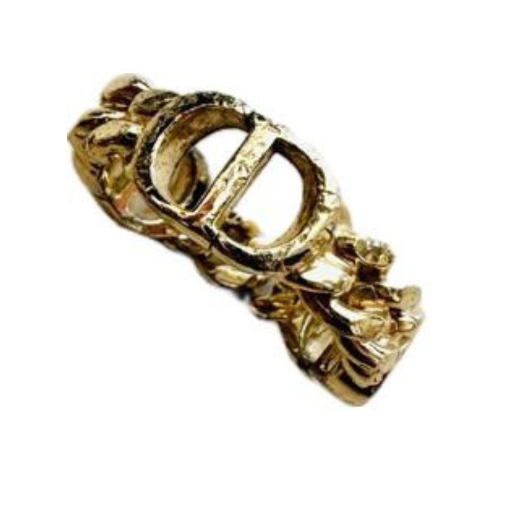 (US 5.5) Christian Dior triple CD logo ring in gold