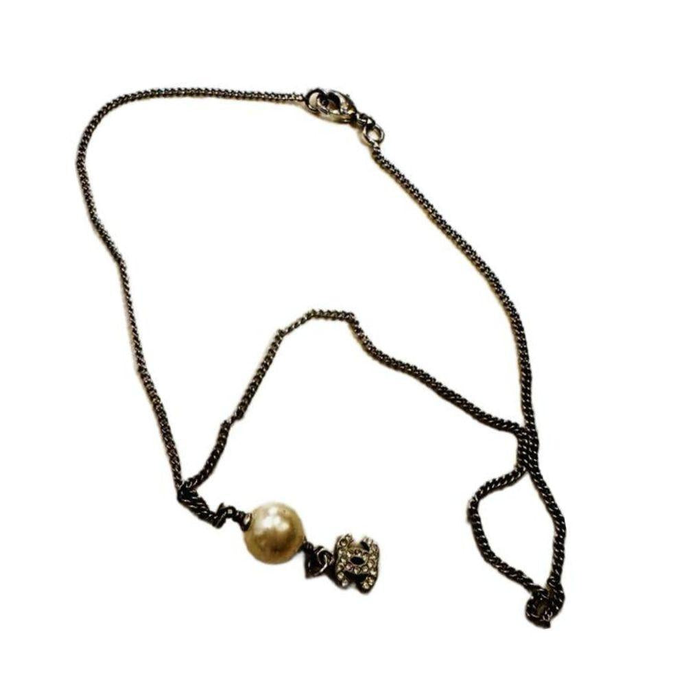 Chanel Pearl and Crystals CC Logo Chain Necklace