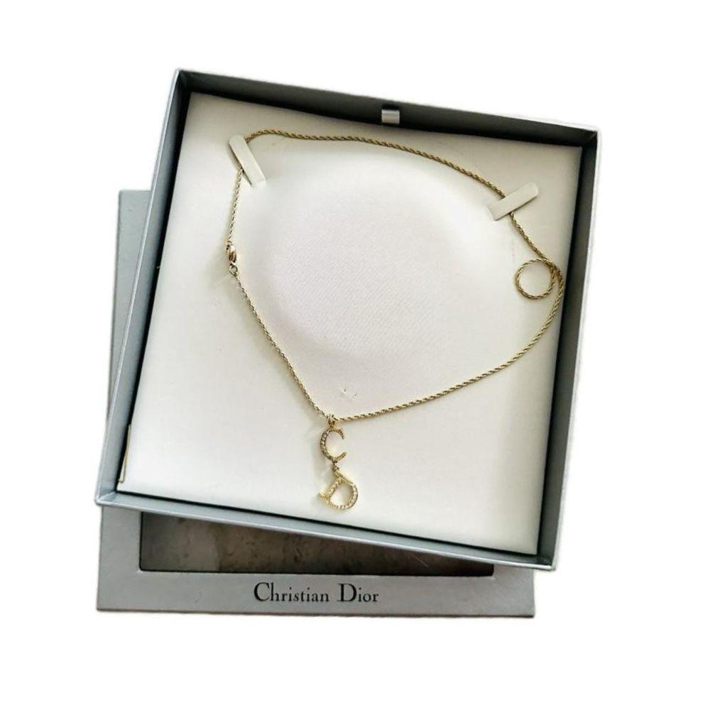Dior Gold & Crystals Pendant Necklace