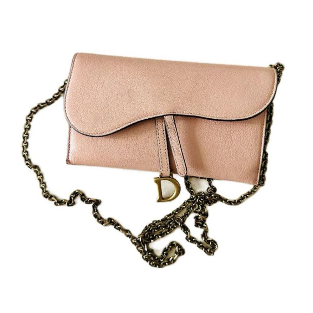 Christian Dior Pink Saddle WOC Wallet On Chain Bag