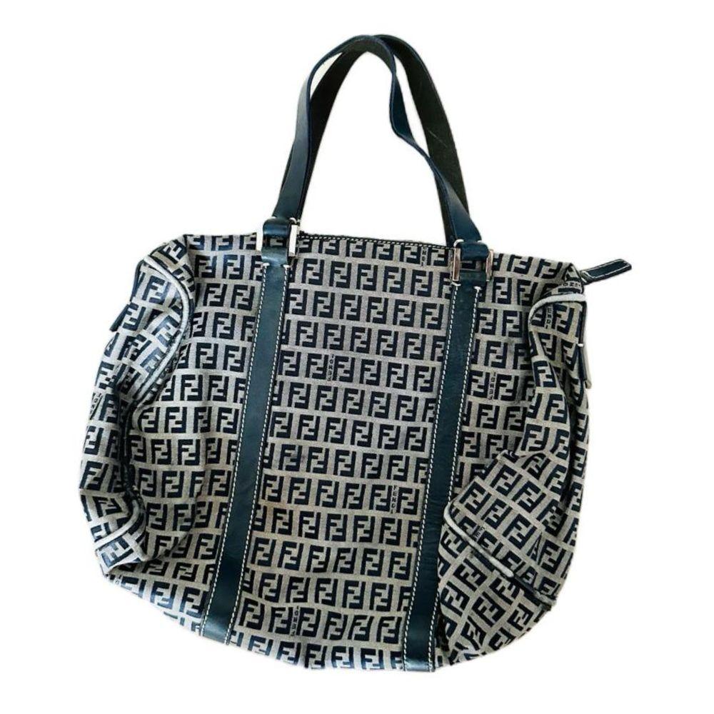 Fendi Blue Zucca Monogram Boston Tote Bag