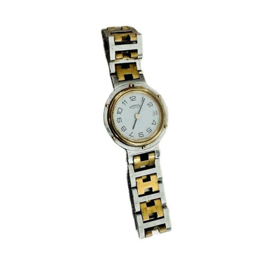 (Up to 15.5cm) Hermes Clipper Two Tone 24mm Watch