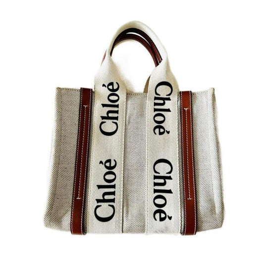 Chloe Woody Small Beige/Brown Monogram Tote Bag