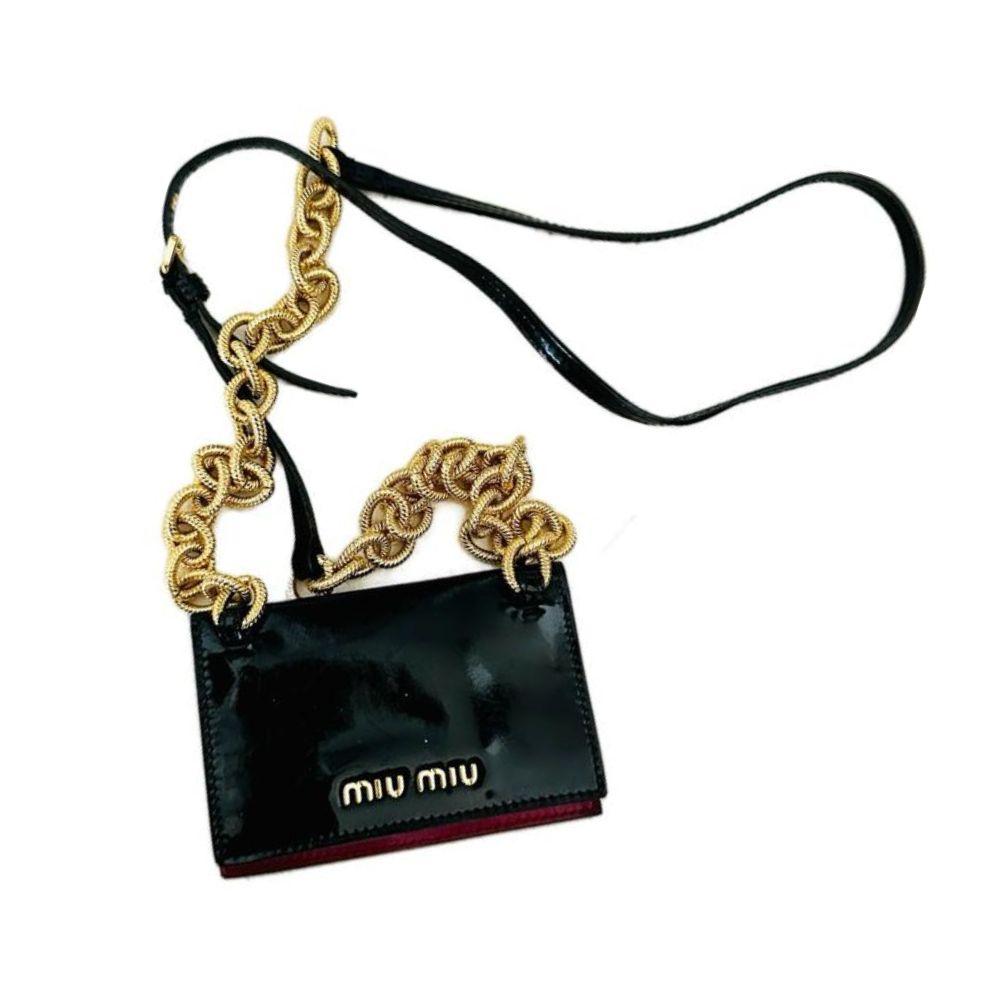 Miu Miu Black Leather Mini WOC Wallet on Chain