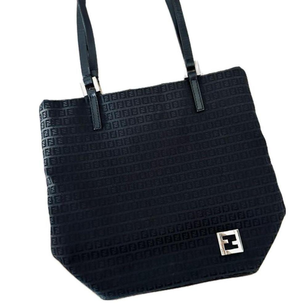 Fendi Zucchino FF Logo Monogram Black Tote Bag