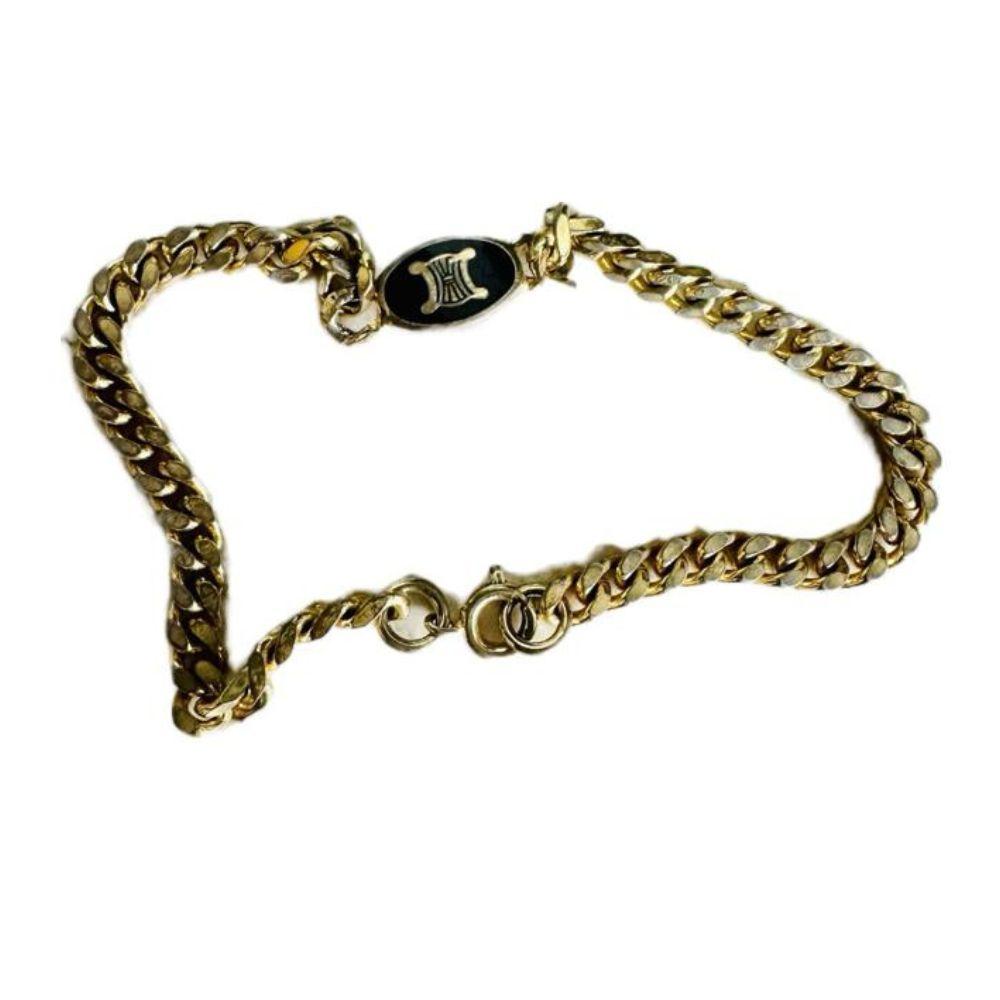 (Up to 20cm) Celine Triomphe Logo Gold Bracelet