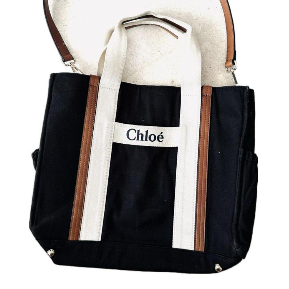 Chloe Black Woody 2-Way Shoulder Sling Tote Bag